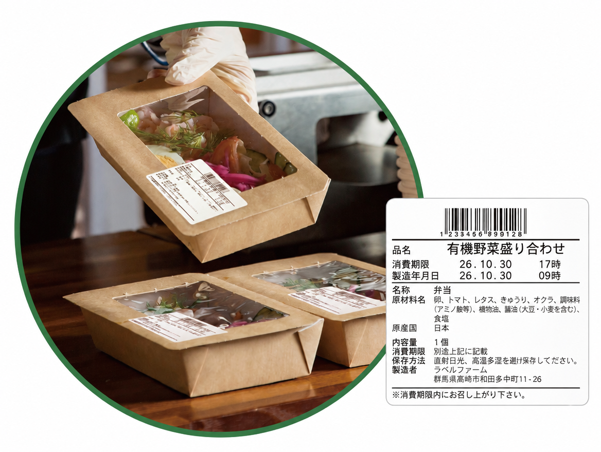 お弁当の食品表示ラベル